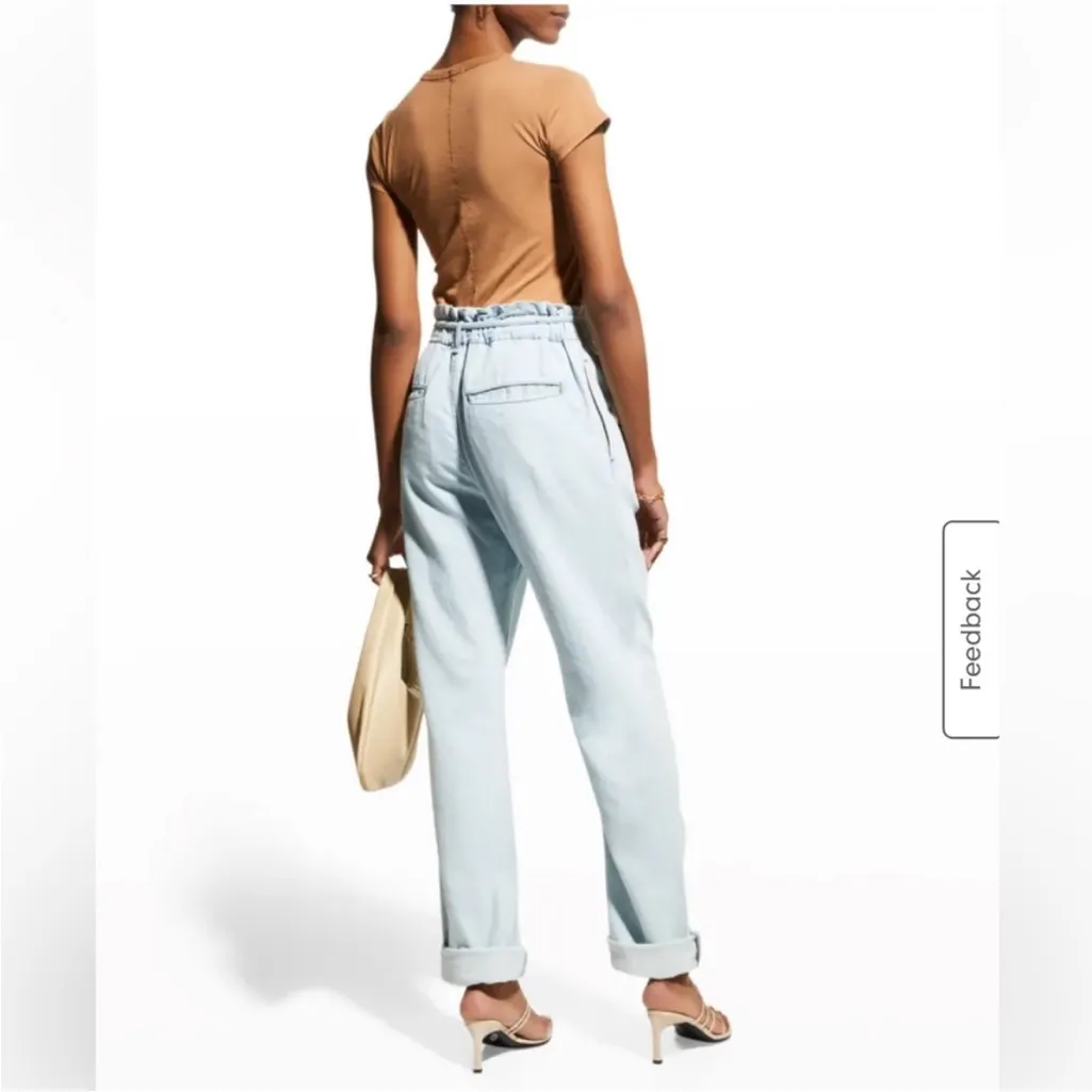 Rag & Bone Straight Pleated Paper Bag Pants Light Indigo Linen Size 25 - Image 3