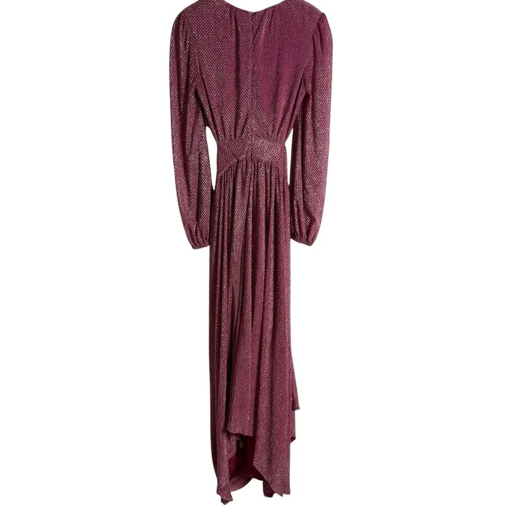 Ramy Brook Lebron Pink Metallic Long Sleeve Twisted Cutout Waist Gown Size 2 - Image 14