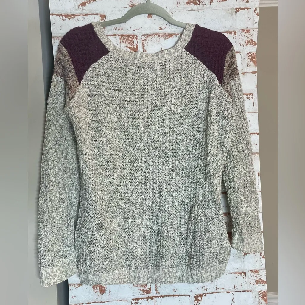 Absolutely Heathered Gray and Plum Sweater - Image 2