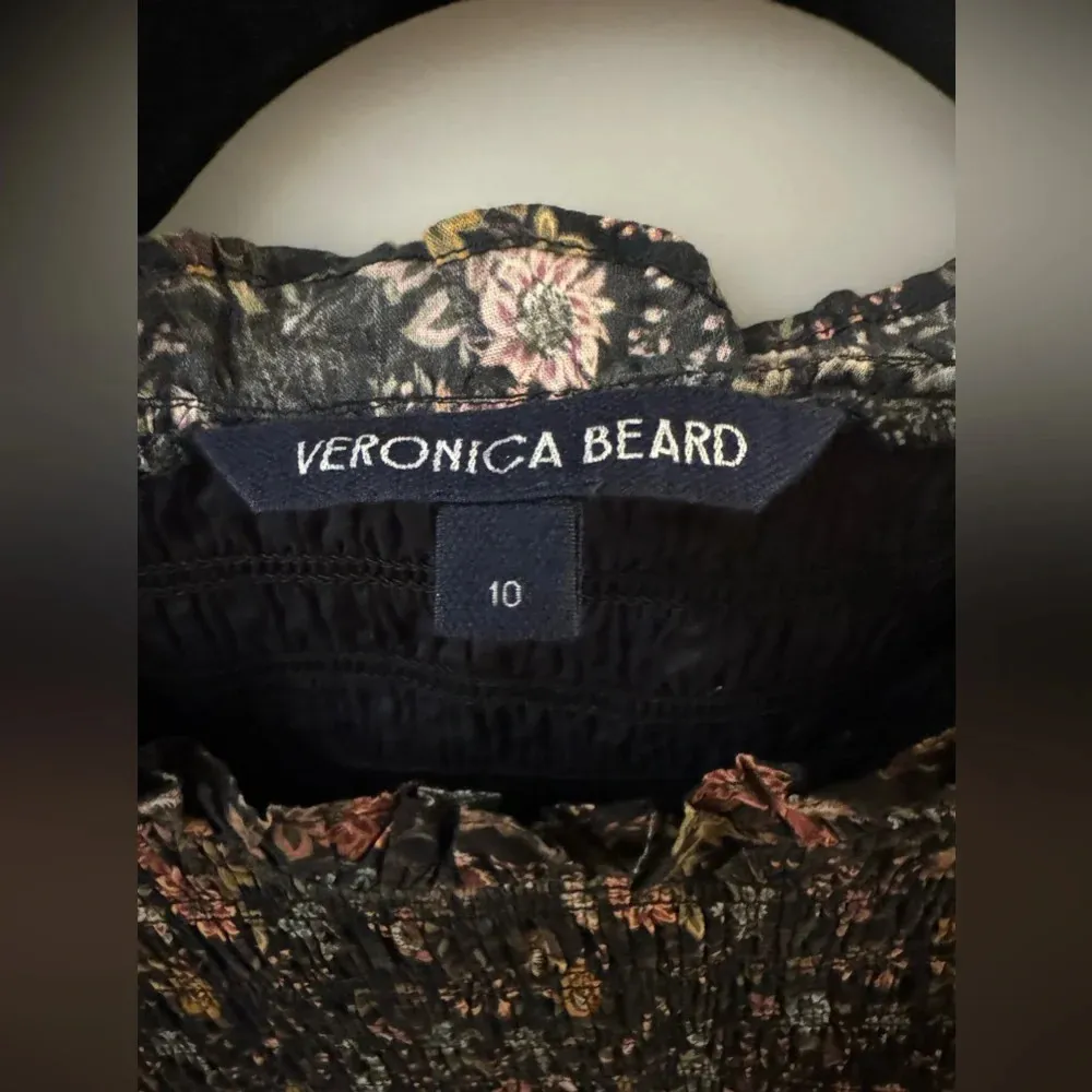 VERONICA BEARD Farha Floral Black Multi Smocked Mini Dress Size 10  $398 - Image 5
