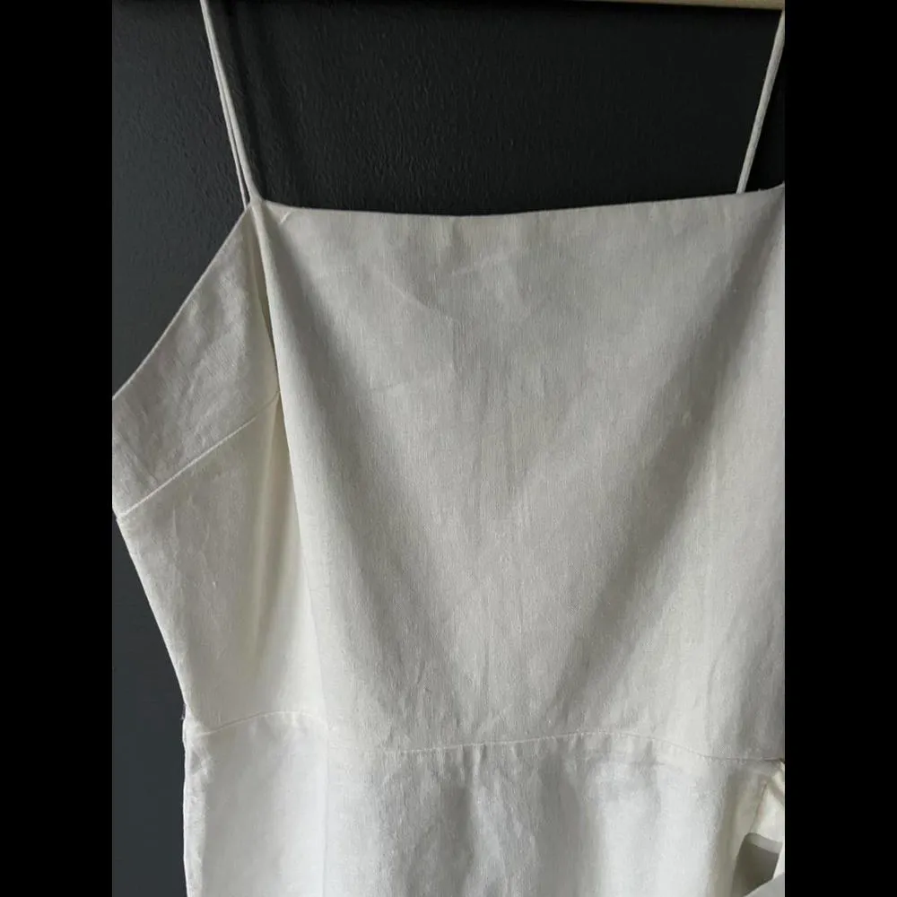 Express Chic White Linen Dress with Bow Detail size Small - Image 2