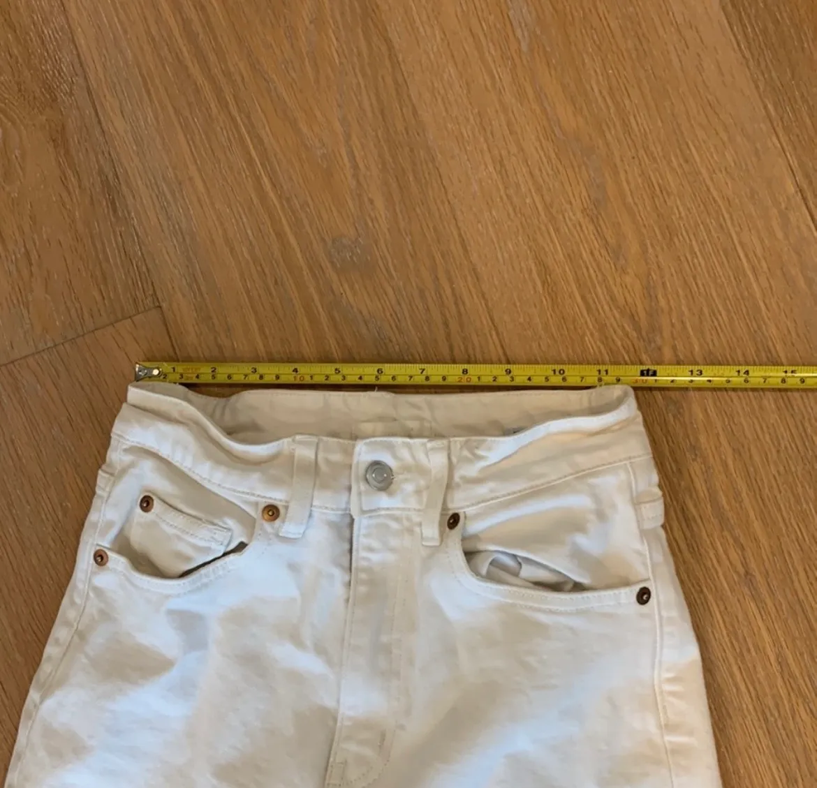 H&M High Waisted white denim straight leg jeans - Image 2