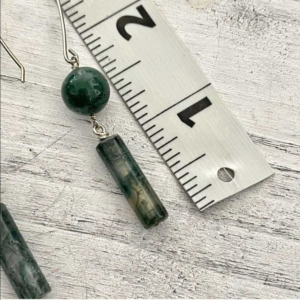Green moss agate earrings - Image 3
