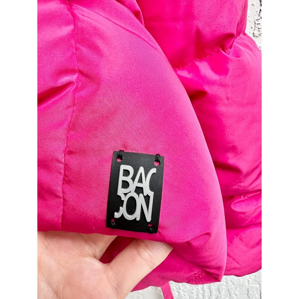 NWT Bacon Neckline Tie Nylon Puffer Jacket Magenta Pink Women's Size Small - Image 11