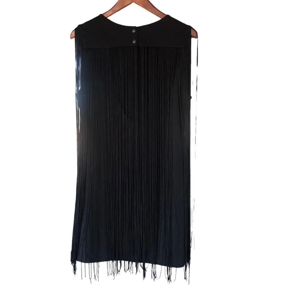 Haute society black fringe cocktail dress - Image 2