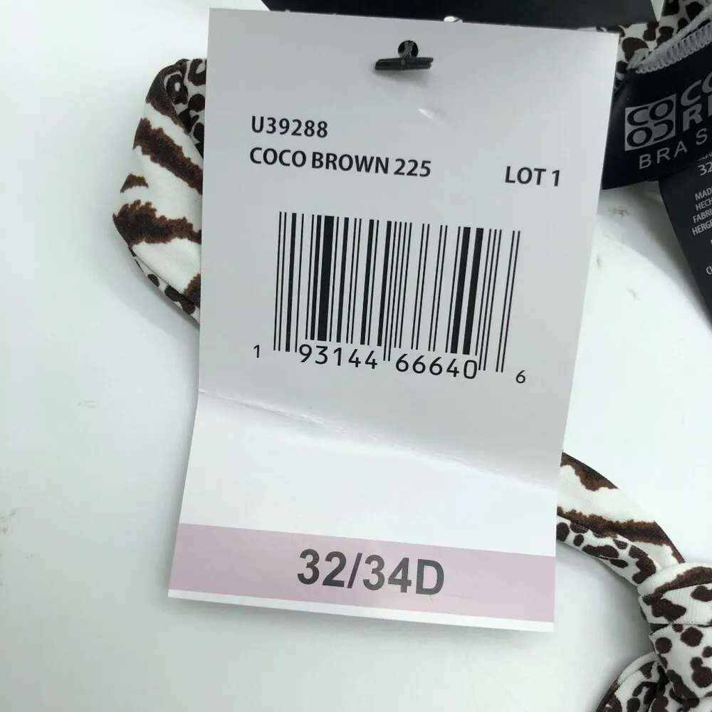 Coco Reef Bikini Top Bra Sized Twist Reversible Underwire Cheetah Brown 32/34D - Image 9