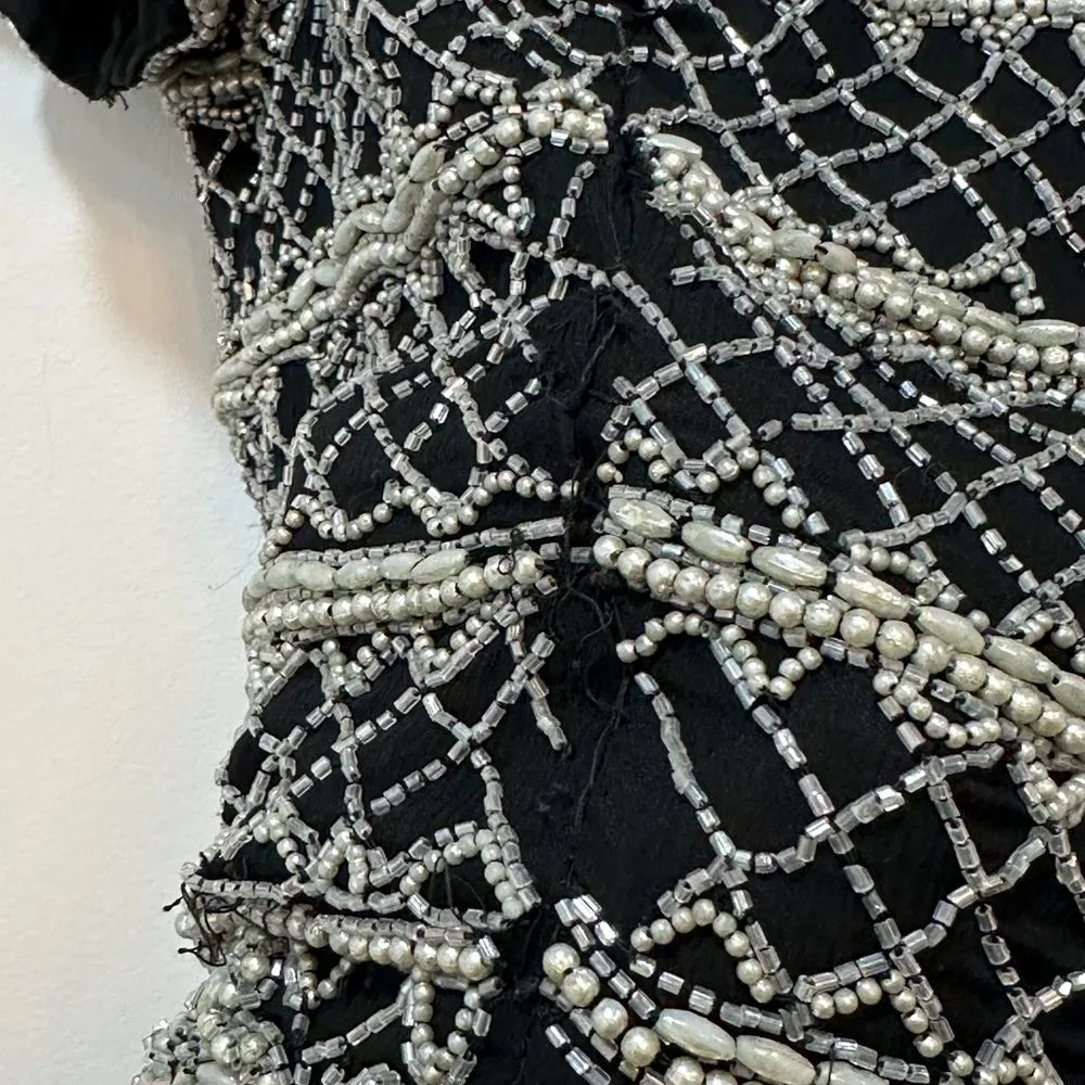 Stenay Womens Beaded Top Small Silk Black Sequin Flapper Party‎ New Years - Image 5