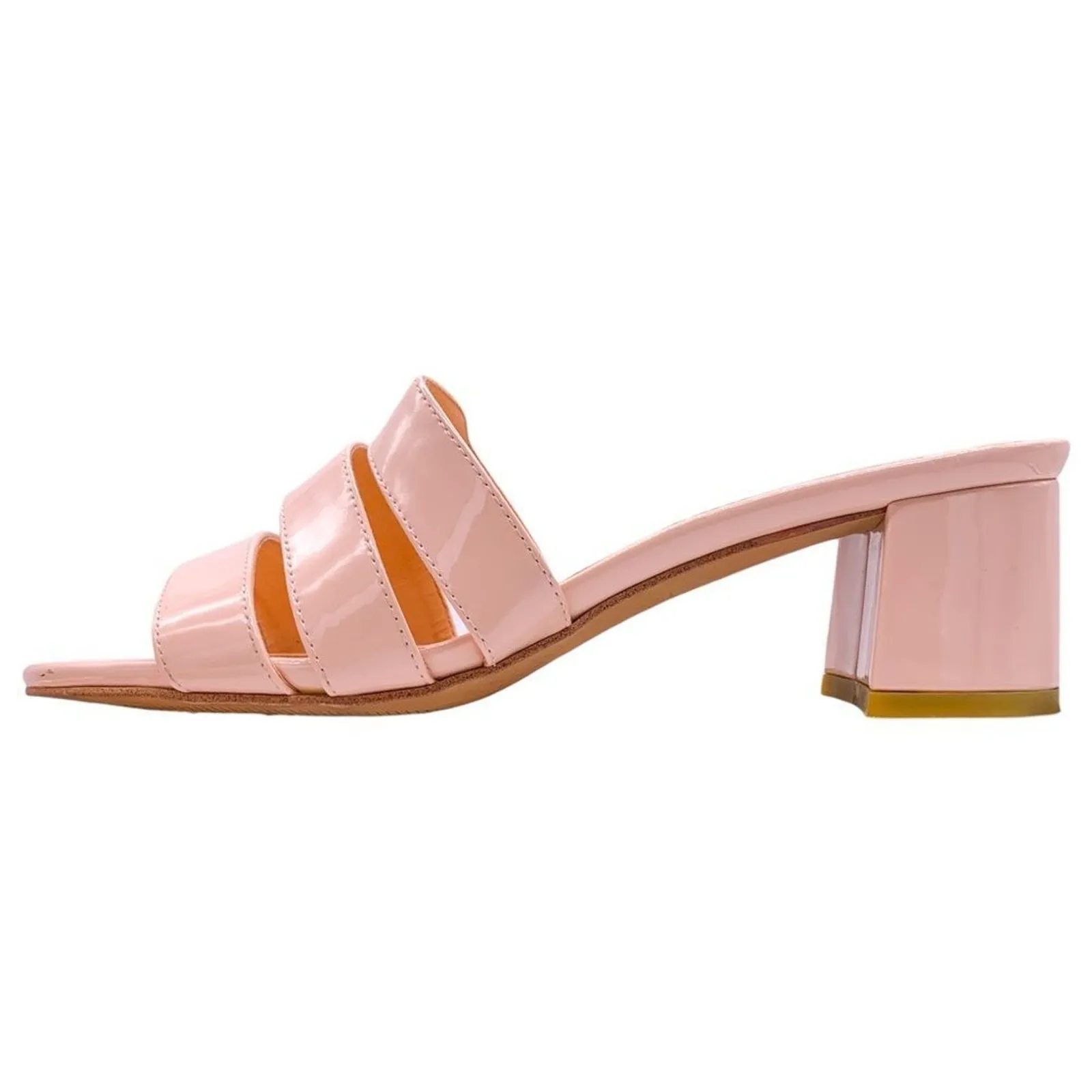 Marais USA Jane Mule Blush Pink Vegan Patent Slide Block Heel Sandals Size 7.5 - Image 2