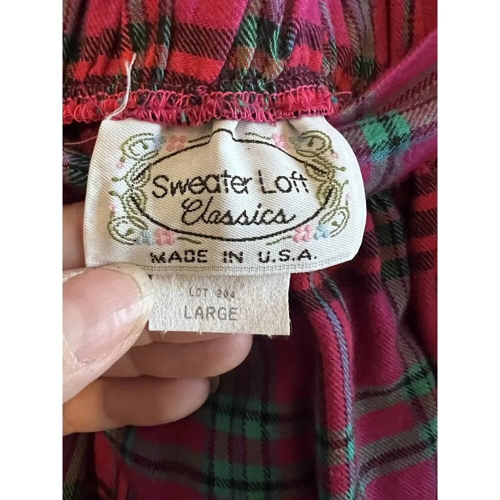 Vintage Cat Sweater Knit Sz L Pink Set Plaid Skirt Retro 70’s New Red Size L - Image 5