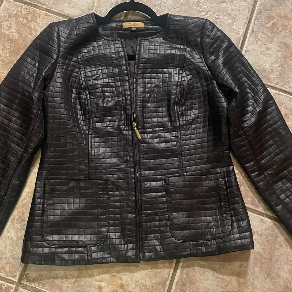 Quilted Pleather Look Jacket Size S - Image 4