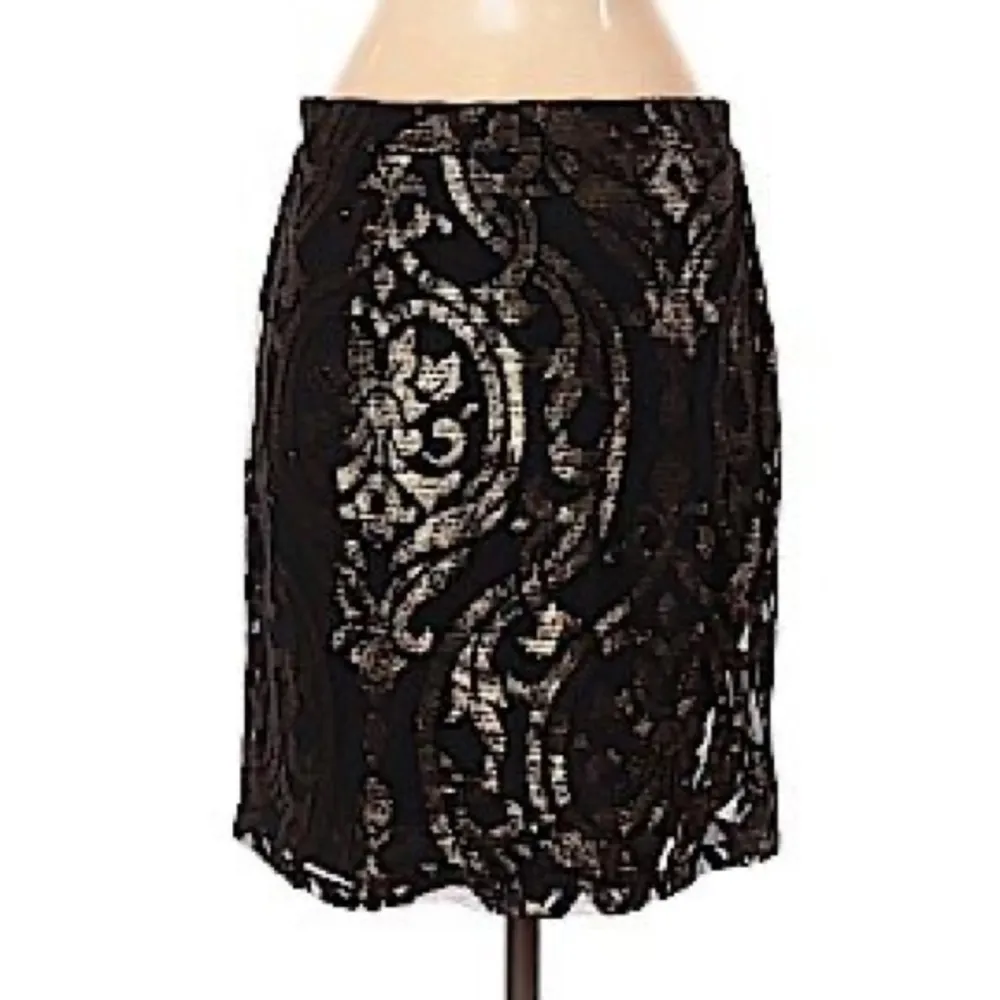 Melissa Paige Skirt Lace-Over Mini Black Gold Size L New with Tag - Image 9