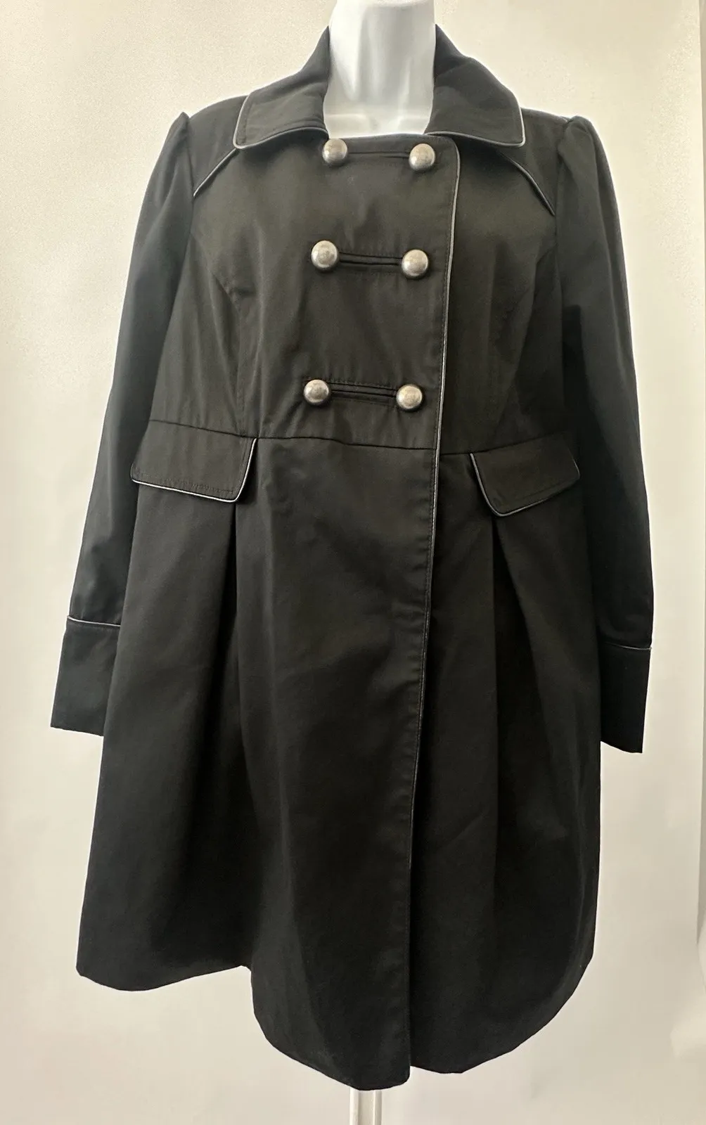 Liz Lange Target Maternity Twill Jacket Black Trench Coat Medium (b34) - Image 1