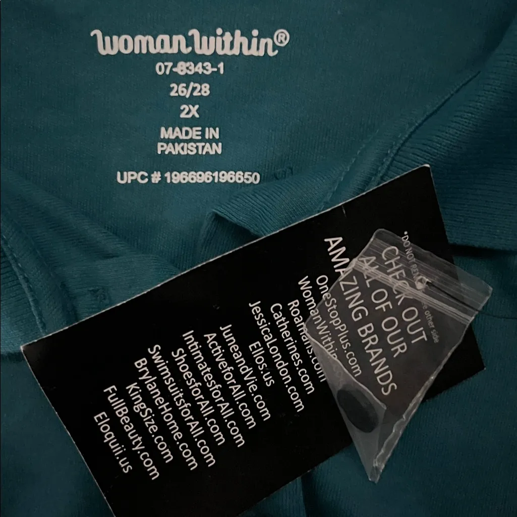 Woman Within NWT Size 26/28 2X Turquoise Short Sleeve Polo Shirt Top - Image 4