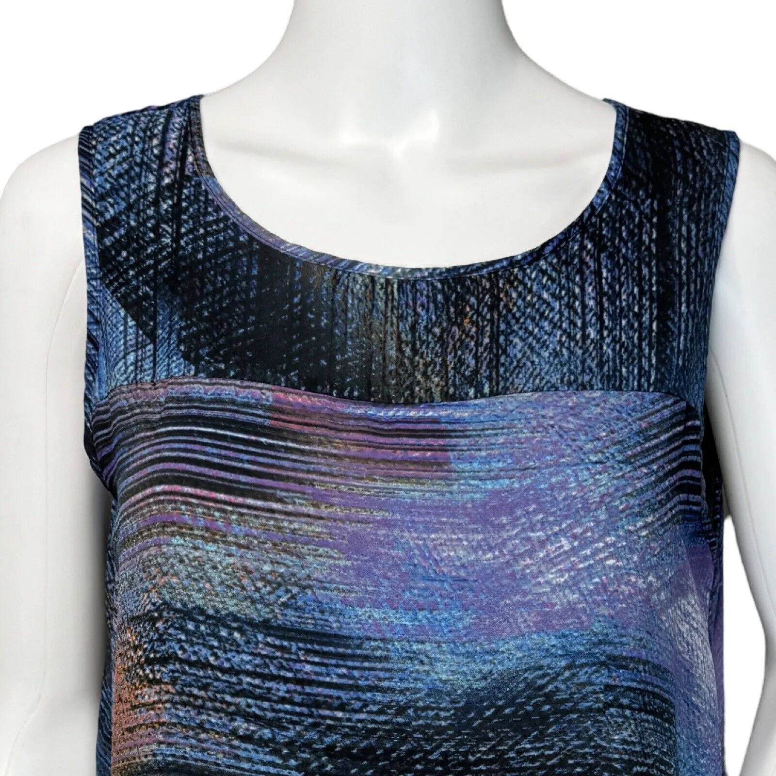 Cable & Gauge Shirt Womens Small Blue Purple Watercolor Artsy Casual Lagenlook - Image 5