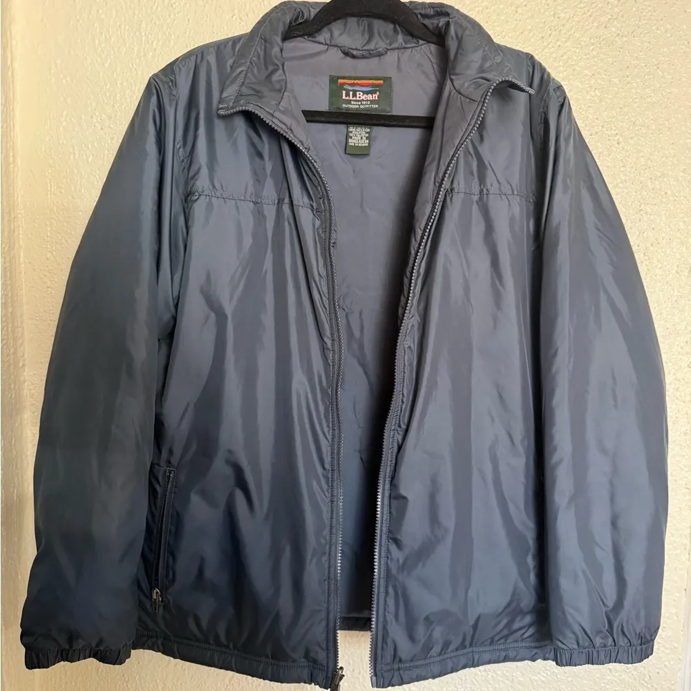 LL Bean Women's Polyester Full Zip Jacket Coat Navy Blue Size M thermoliteactive - Image 2