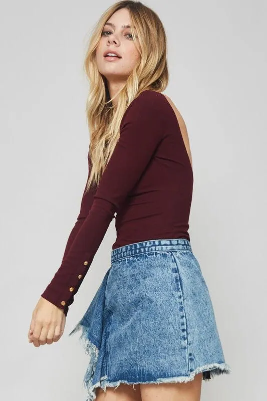 Denim Side Ruffle Skirt - Image 7