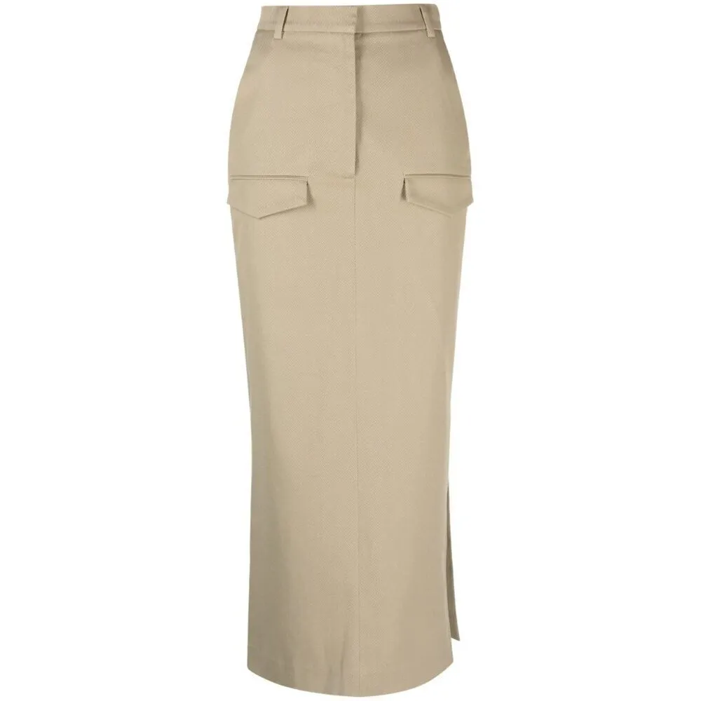 NANUSHKA Edena Skirt in Pebble Large New Womens Long Maxi Chinos Khaki Tan - Image 11