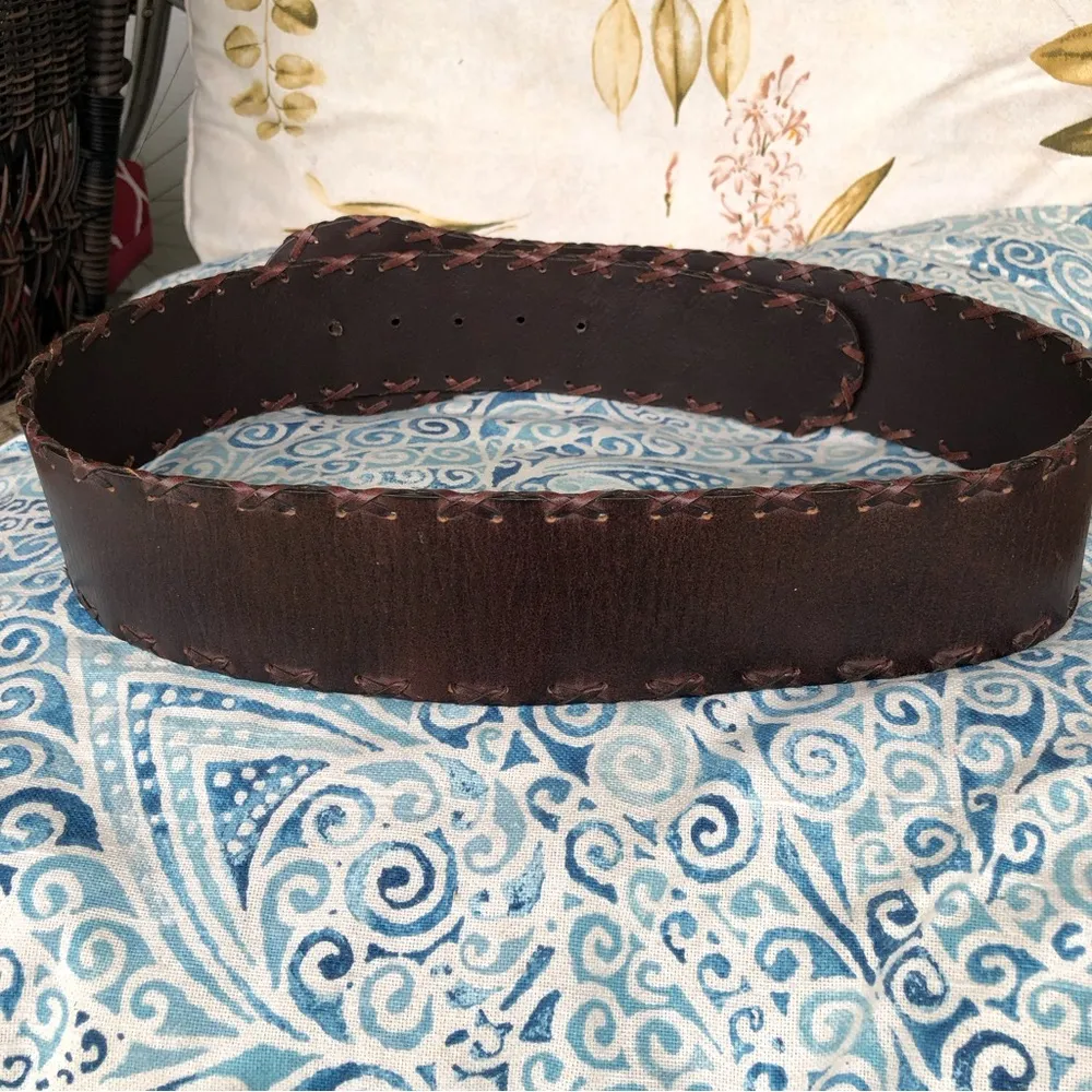 CHICO’S genuine leather brown belt with decorative buckle Medium - Image 3