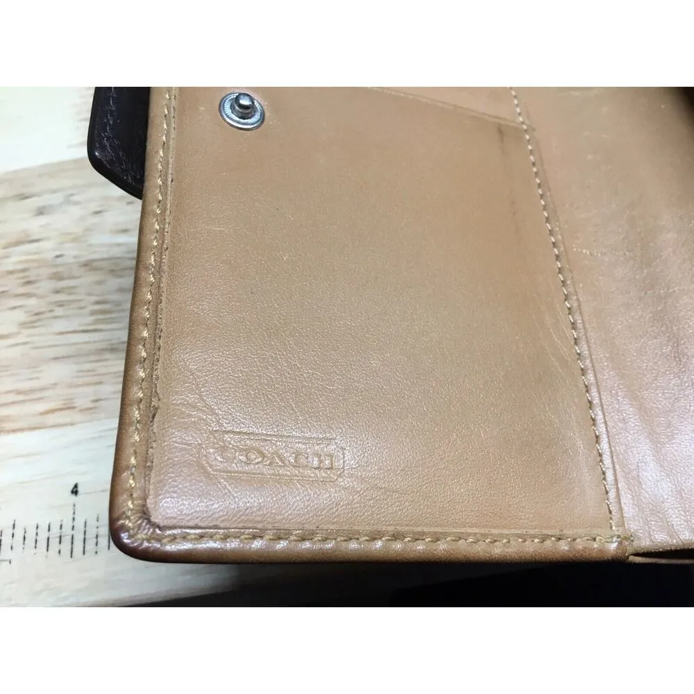 COACH Two-Fold Wallet Leather BEG Women's - Image 7
