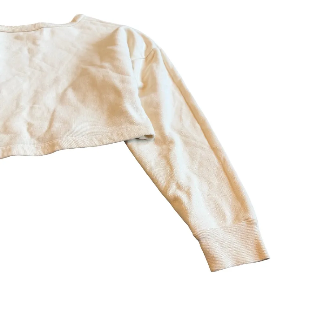 Reformation Cream Cropped Length Pullover Sweater Crew Neck Size Small Women's - Image 7