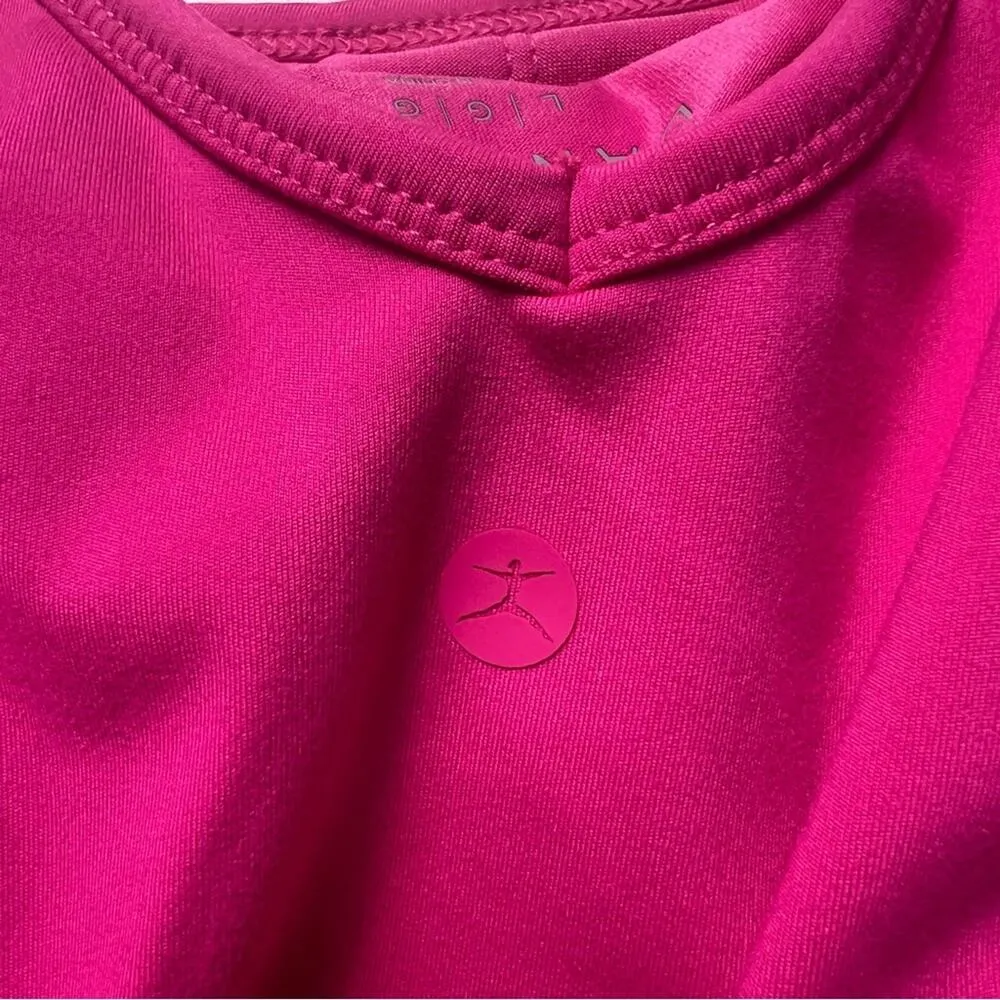 Danskin Scallop Hem Womens Thin Double Strap Crop Tank Luminous Pink Sz L - Image 8