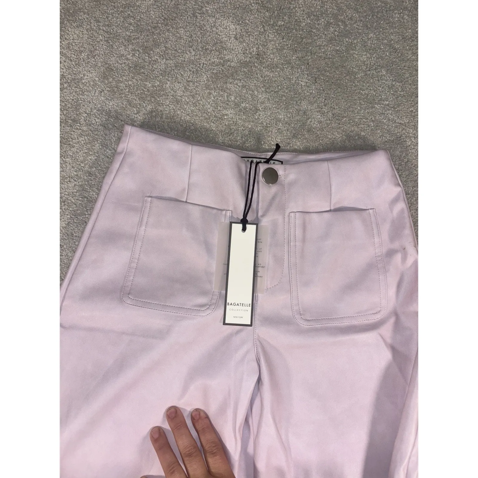 bagatelle purple faux leather‎ pants wide leg cropped NWT Xs (26x25) - Image 4