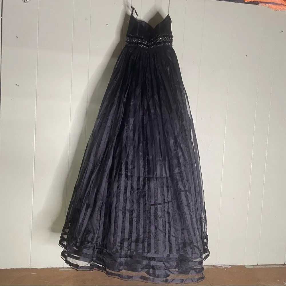 Rachel Allan Black Prom Gown Black Flowy Maxi Dress‎ 6920 Size 4 - Image 8