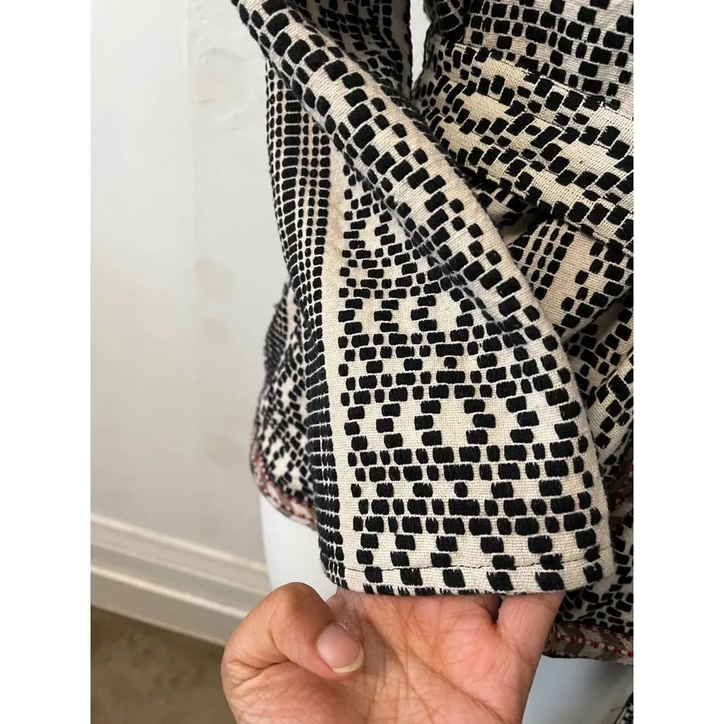 Tularosa bohemian Native Print jacket size XS Black white belted festival Aztec - Image 3