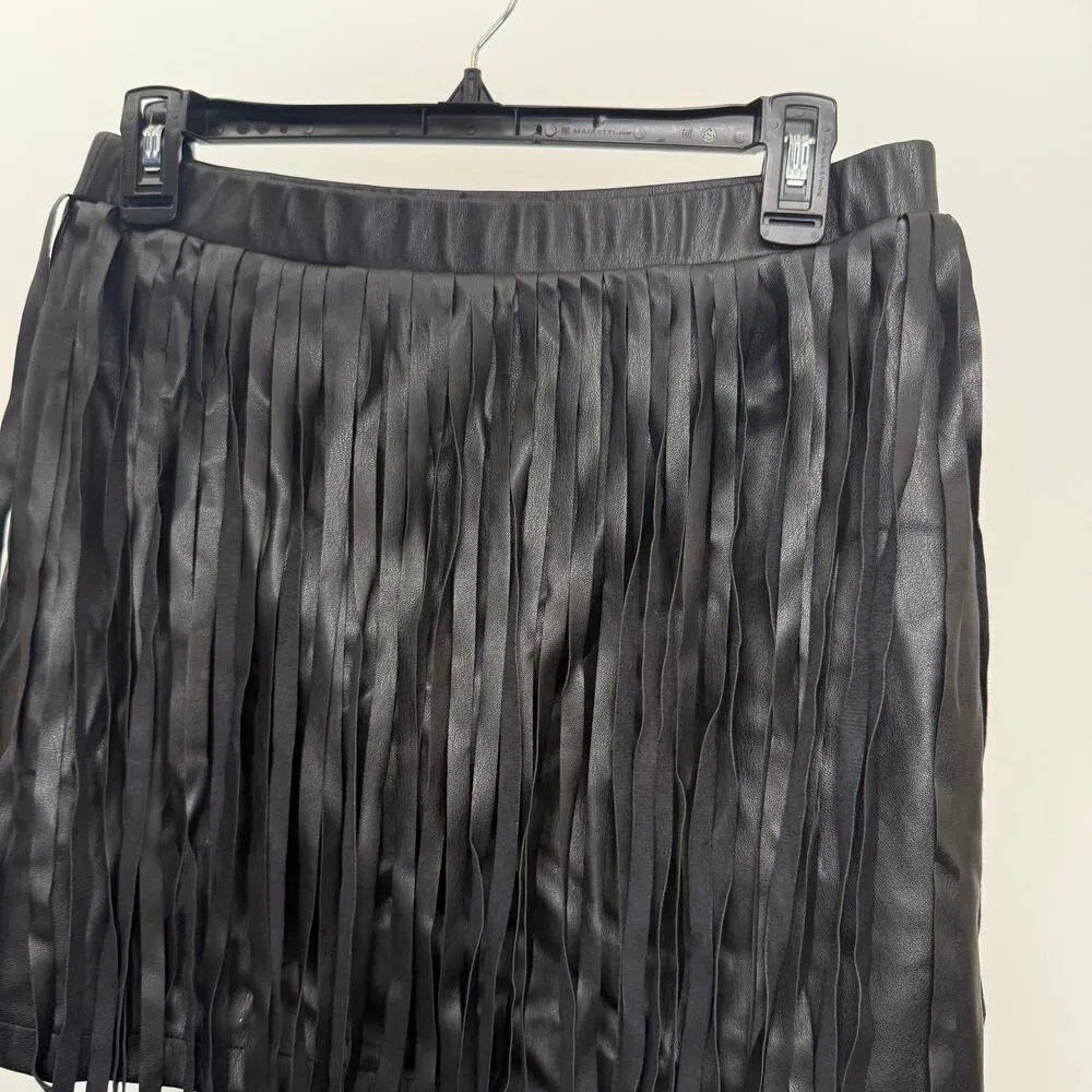 M Versona Faux Leather Fringe Skirt - Image 3