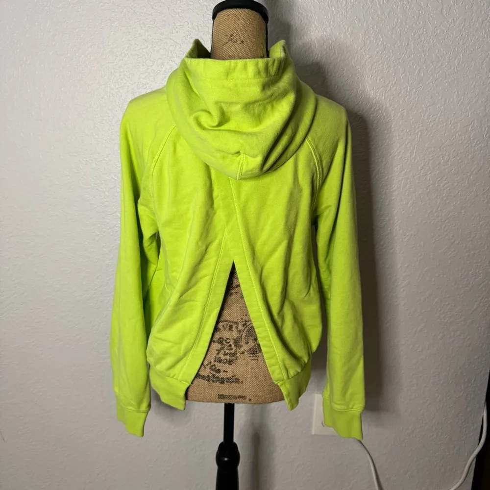 Athleta Moonrise Neon Green Hoodie Sweatshirt Size S Open Back Thick Bright Gym - Image 11