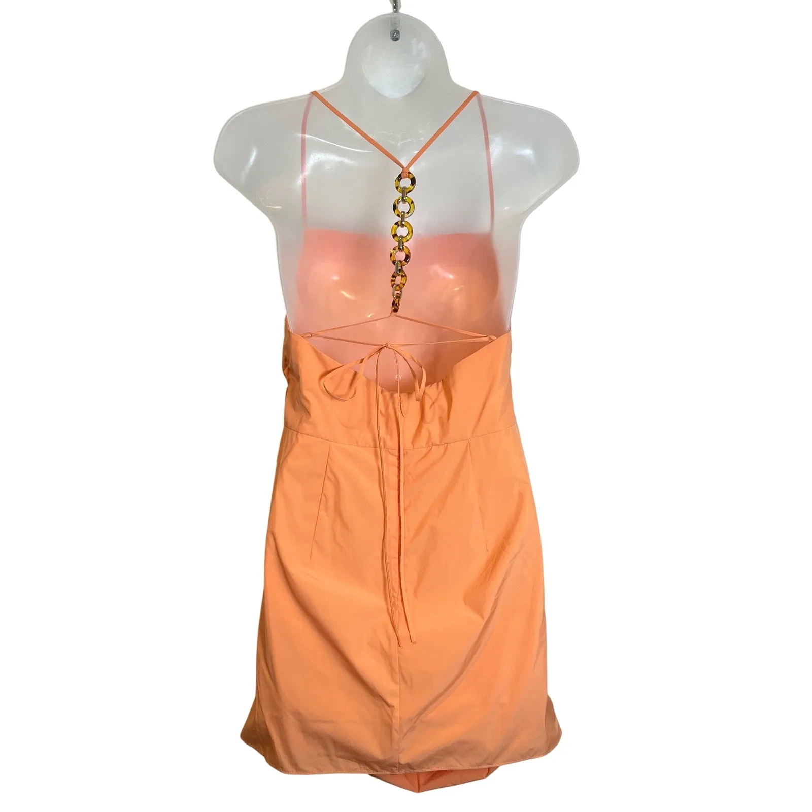 Amanda Uprichard Laconia‎ Chain Ruched Dress Mini Orange Party Cocktail Size S - Image 5