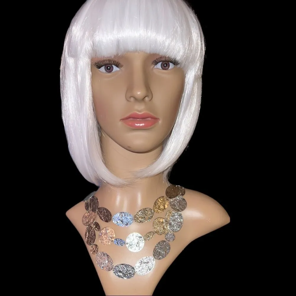 Nwot pretty silver hammered look triple necklace - Image 4