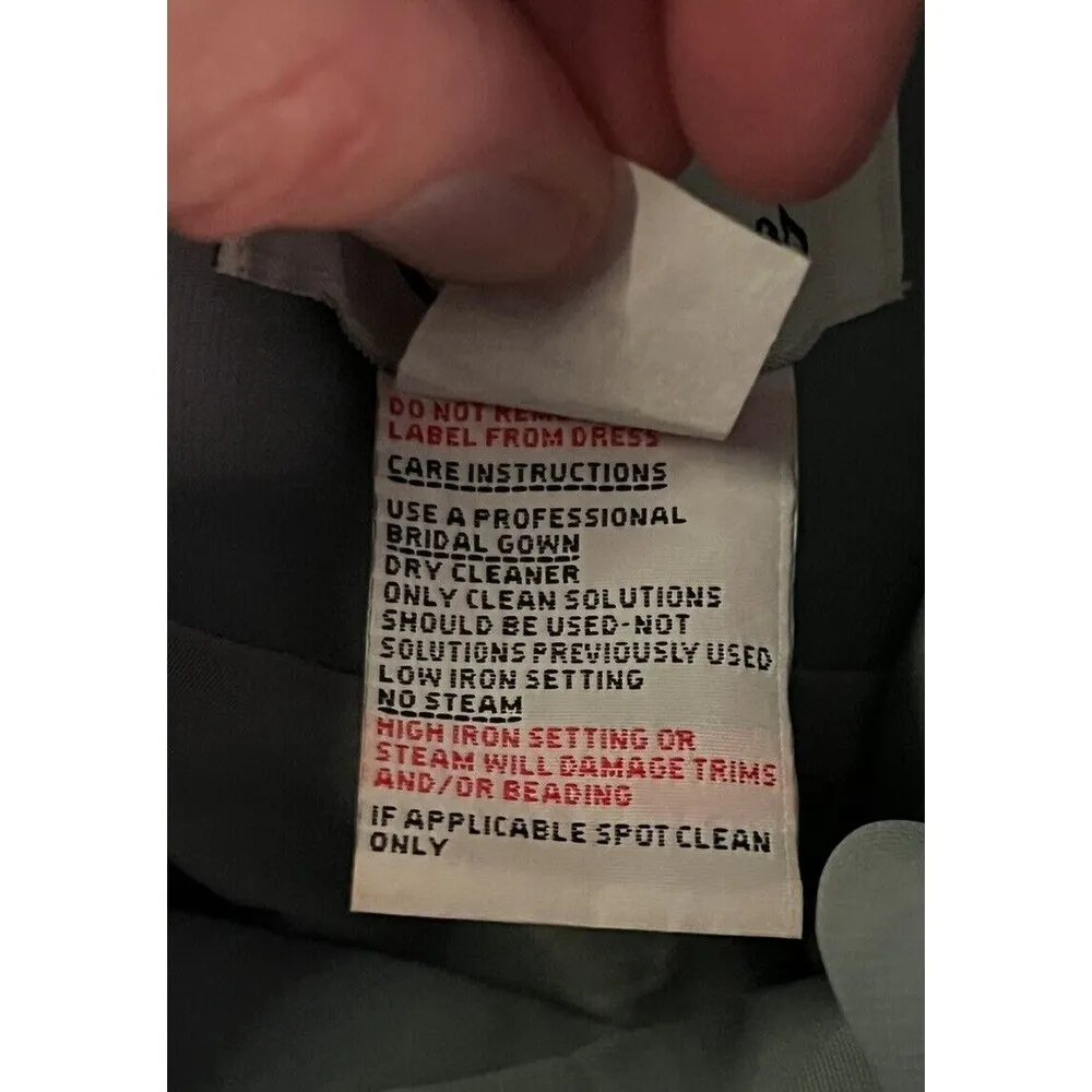 Jim Hjelm Occasions Size 8 Pewter Crinkle Chiffon Dress Style 5424 Formal Blue - Image 10