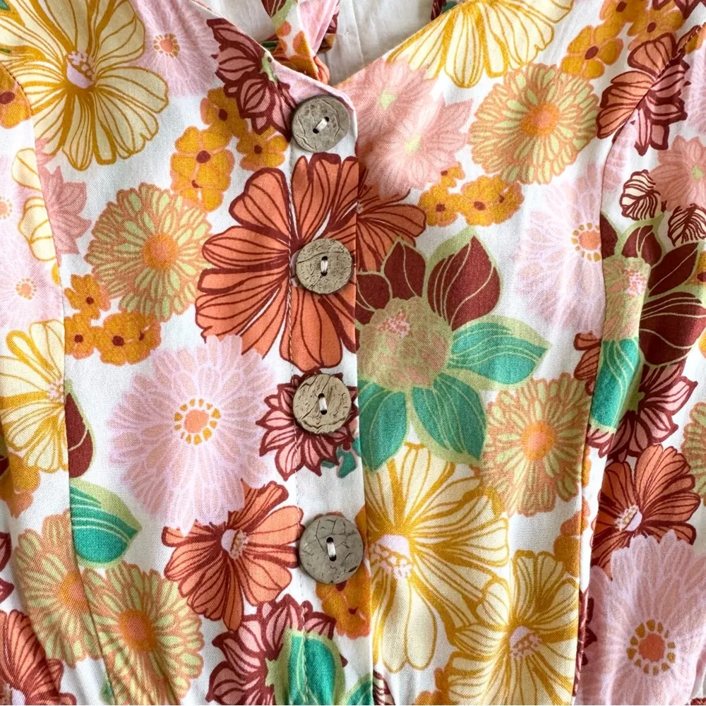 As U Wish Floral Womens Maxi Dress Boho Tie Back Halter Tiered Festival Summer L - Image 8