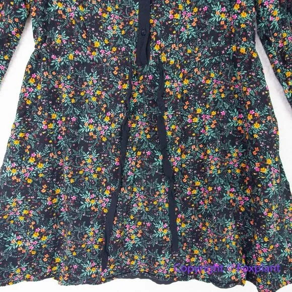 LOST + WANDER Madeline Long Sleeve Minidress In Black Multi Floral, size M - Image 4