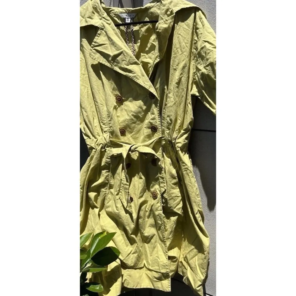 Vintage Cabi Maritime Trench Coat Lime Green Buttons 3/4 Sleeve Women’s Sz XL - Image 3