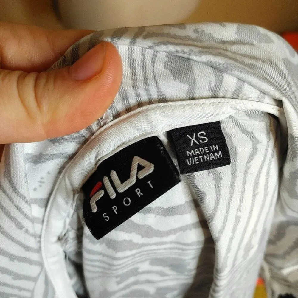 FILA Sport White Black Neon Coral Zebra Print Thin Long Sleeve Jacket Size XS - Image 13