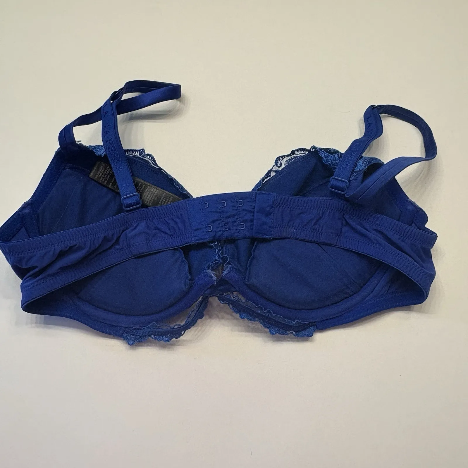 La‎ Perla 3 Blue Padded Underwire Lace Floral Bra Size 36C Made In Italy Silk - Image 6