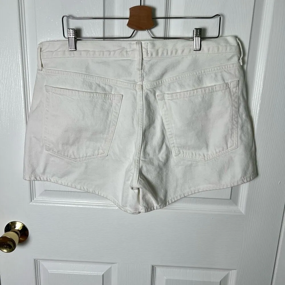 Organic Cotton High Rise White Parker Long Jean Shorts Dough 33 - Image 4