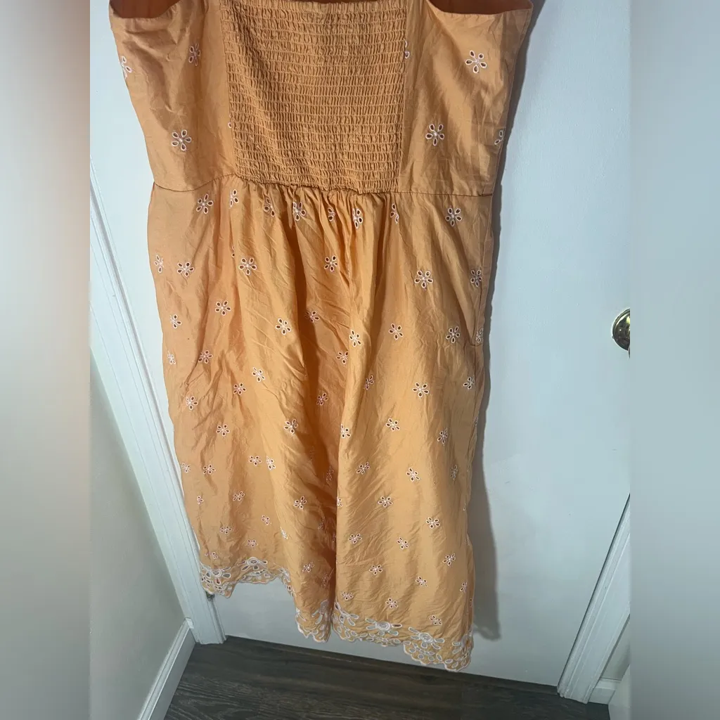 Old Navy Peach Fit & Flare Eyelet Midi Dress - Image 8