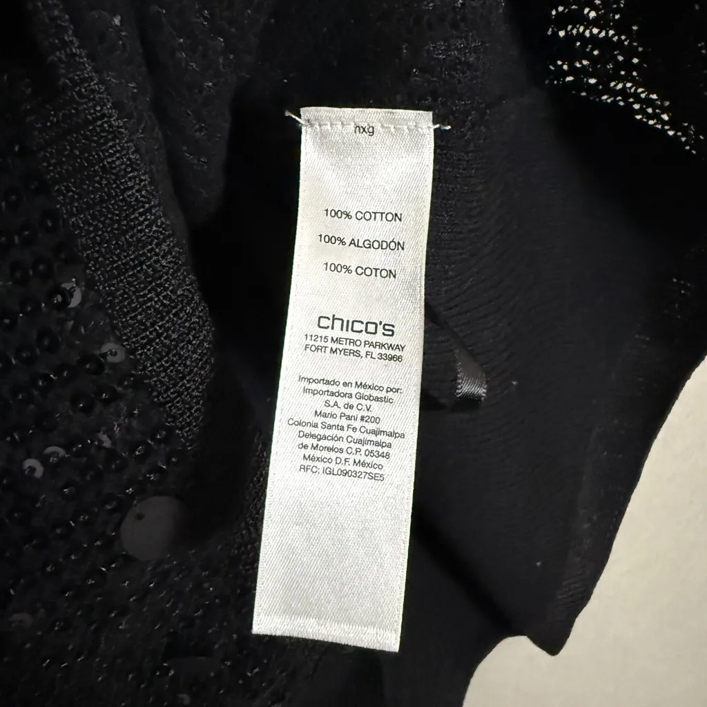 Chico's sz‎ M black sequin sleeveless tank top NWOT - Image 5