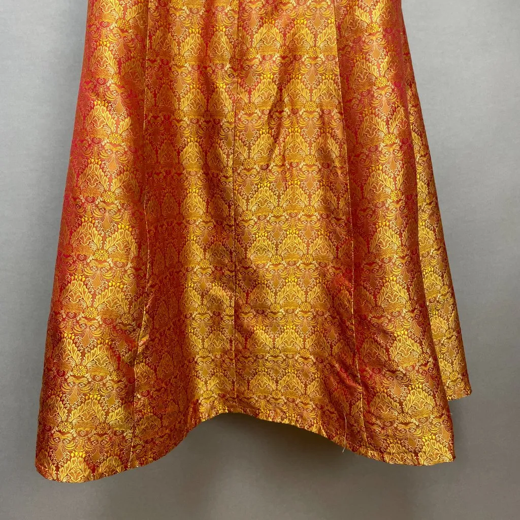 Vintage Y2K Strapless Dress Iridescent Red Gold Ribbon Bow Tie Belt Small A - Image 6