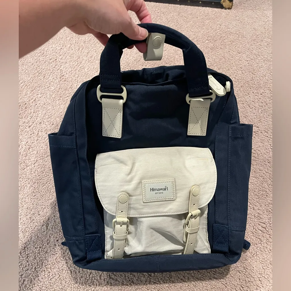 HIMAWARI School Vintage College Travel Bag/ Backpack 14in Laptop Bag Blue - Image 4