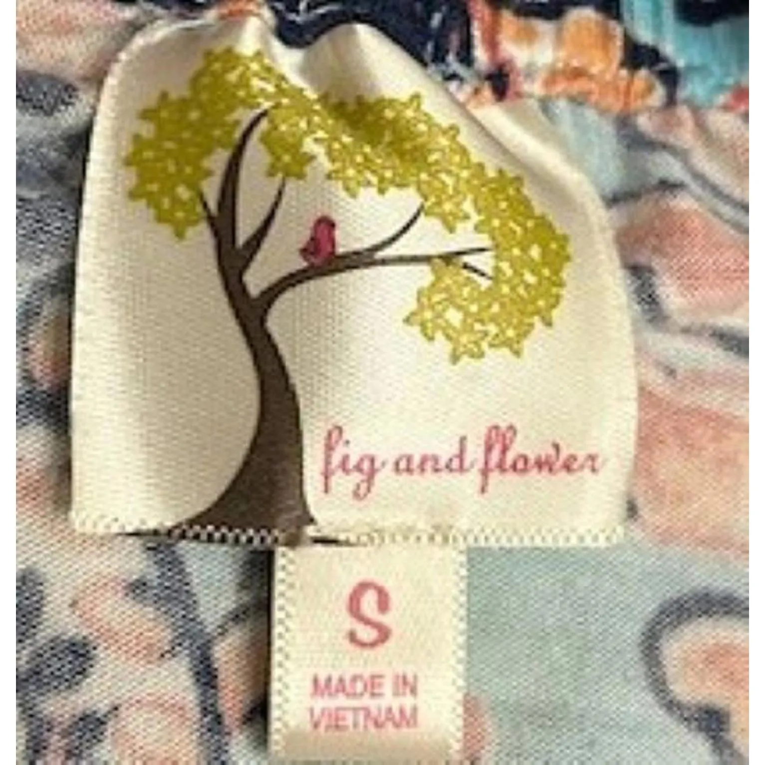 Fig & Flower Mixed Media Paisley‎ Blouse Women’s S Aqua & Red Boho Bell Sleeves - Image 3