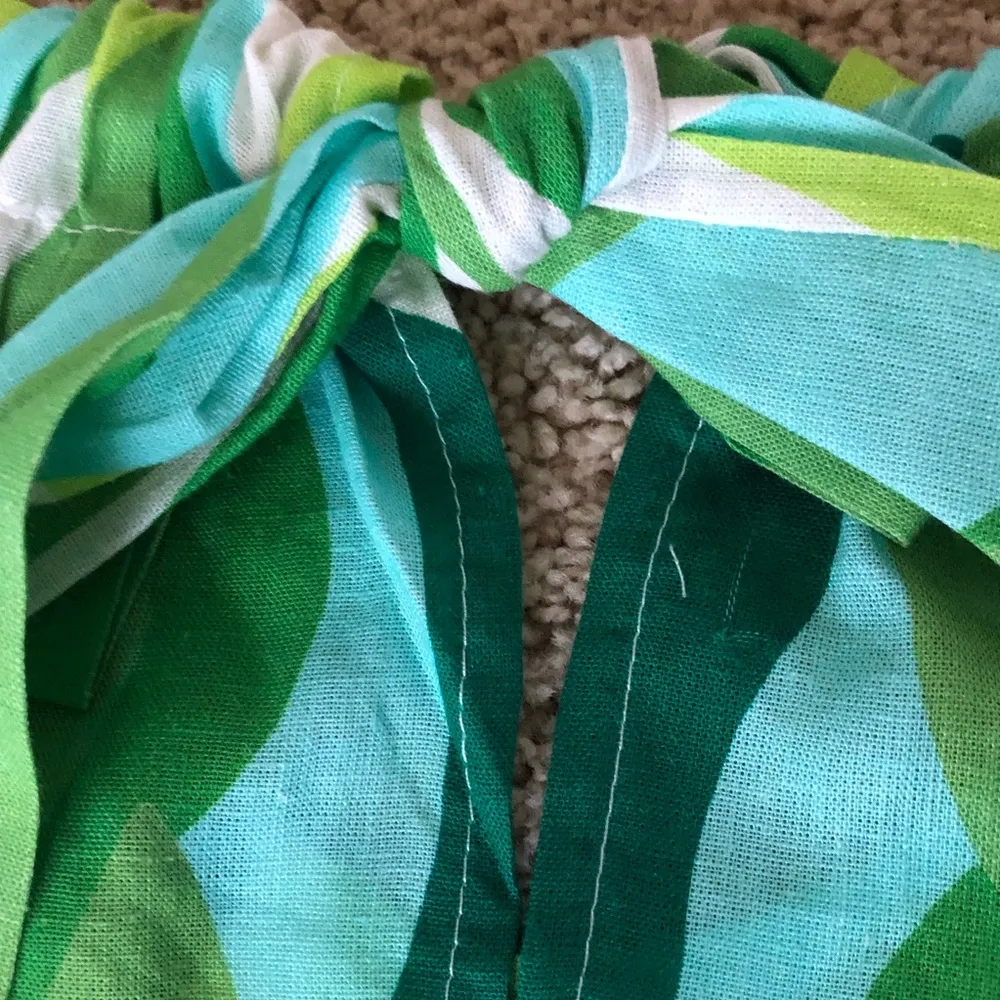 CRISTINA VERGANI Made In Italy Linen Blend Green Print Dress S - Image 9