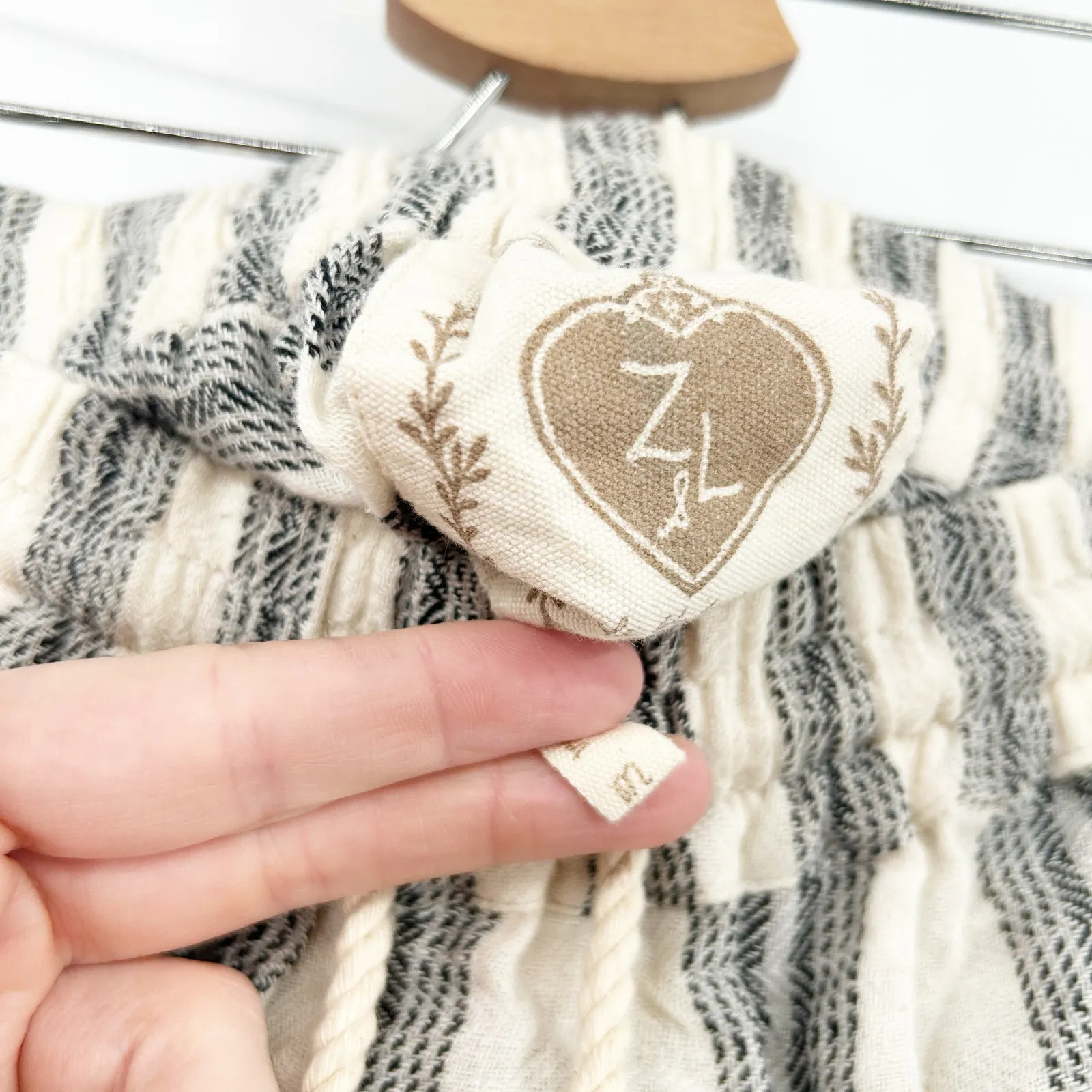 Z&L Womens Boho Beachy Tassel Drawstring Striped Pull On Wide Leg Pants Size M Gray Size M - Image 7