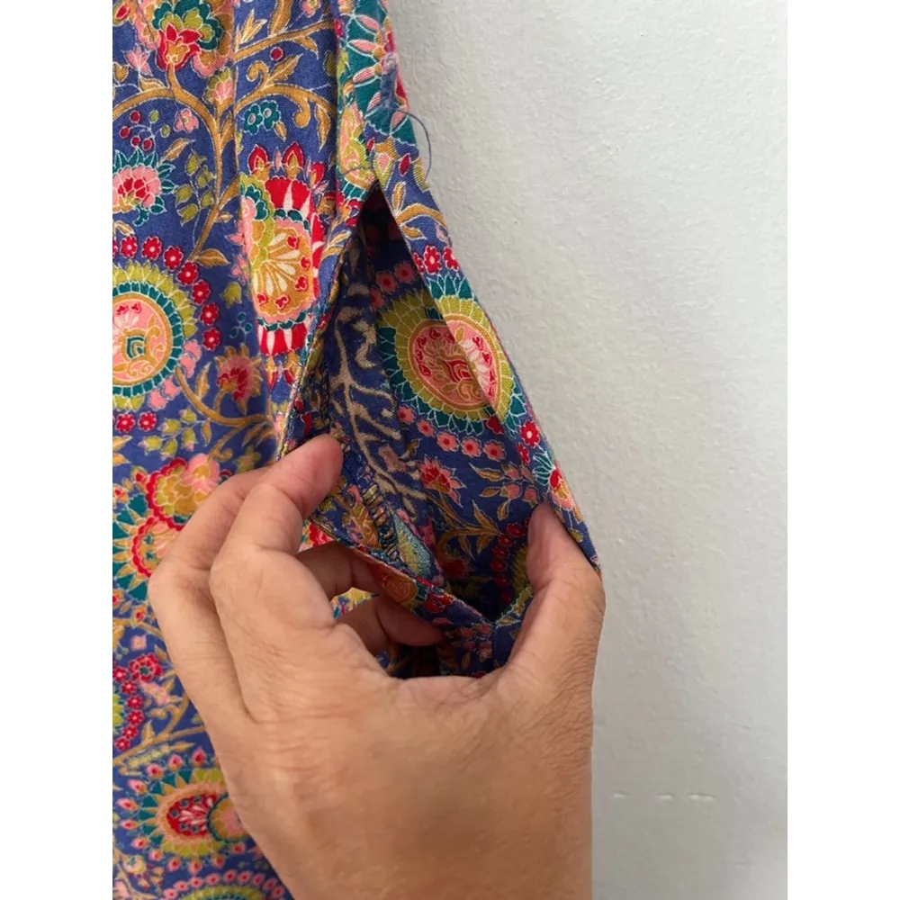 Vintage made in USA Express paisley floral boho Rayon elastic pants size Med - Image 3