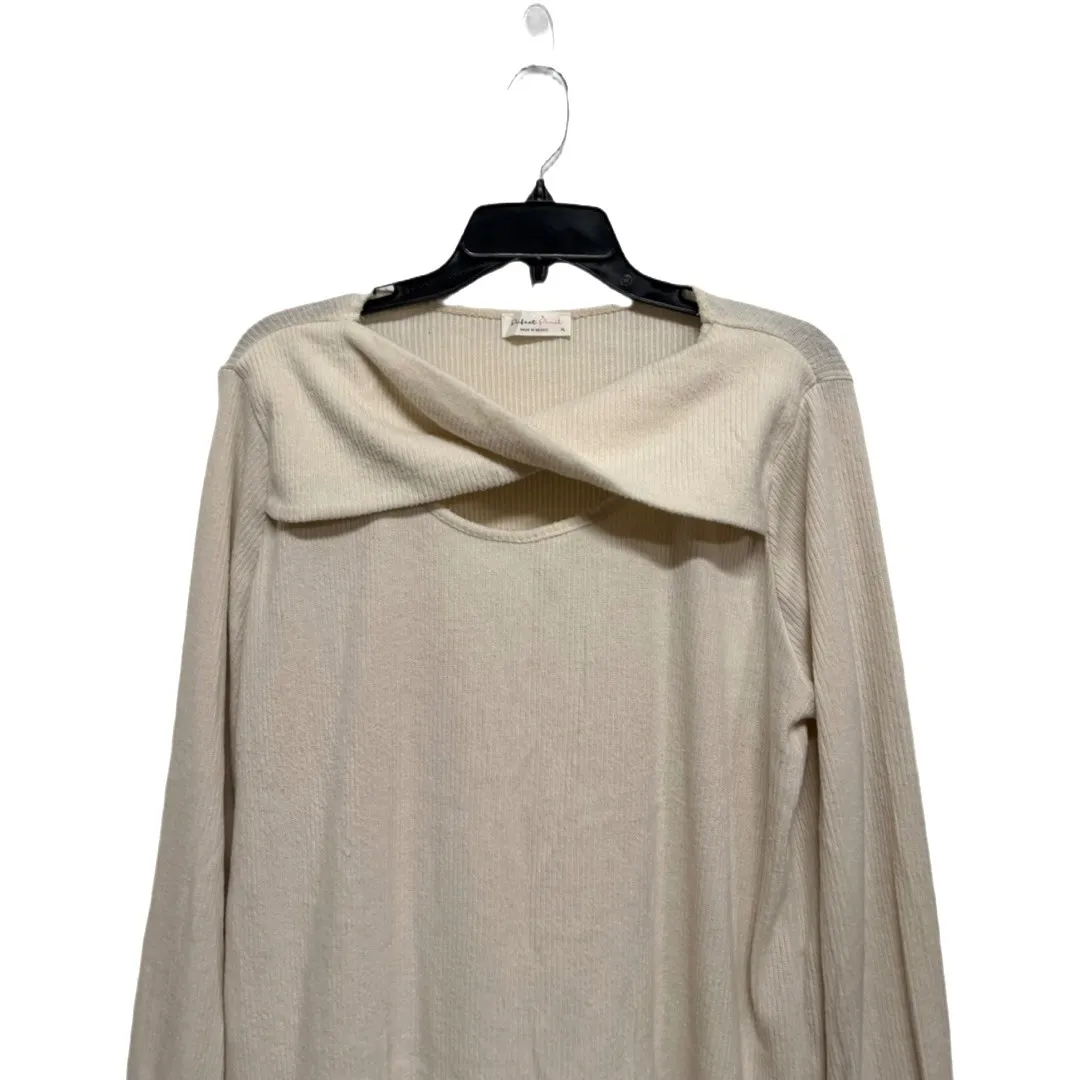 Peach Love Cream Soft Keyhole Front Plush Sweater Size XL Clean Girl Boutique - Image 2