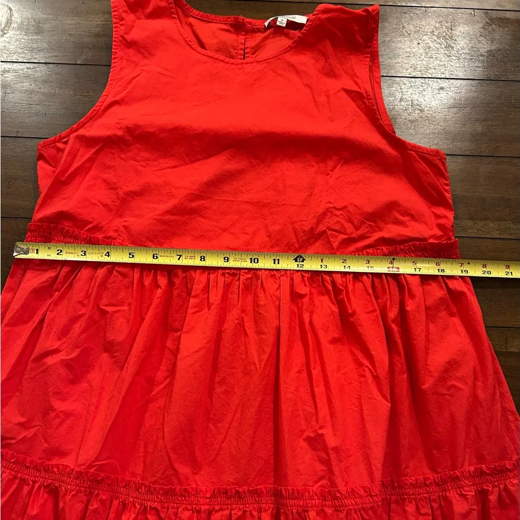 Madewell Bright Red Cattail Lined Tiered Maxi Dress Size Medium MSRP 128.00 - Image 6