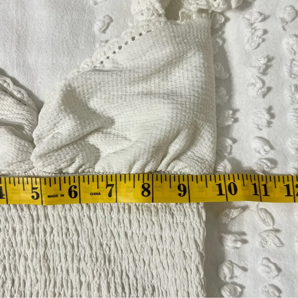 Urban Outfitters Sydney Smocked Tank Top SML White Peasant Milkmaid Cottagecore - Image 3